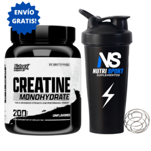 CREATINA 1KILO/200 SERVICIOS + SHAKER 600ML