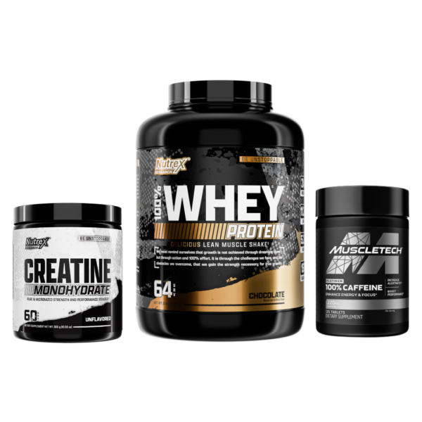 NUTREX WHEY 5LB + CREATINA DRIVE 300GR + CAFEINA MUSCLETECH