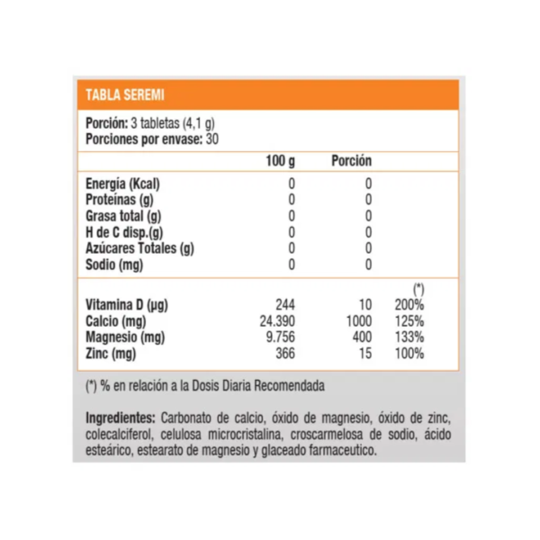 Calcio Magnesio Zinc + Vitamina D3 - Imagen 2