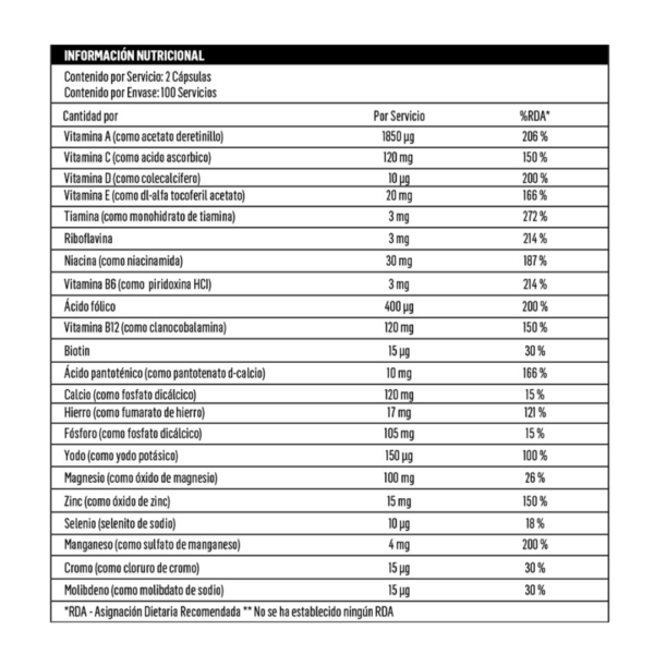 MULTIVITAMÍNICO ONE A DAY 100 TABLETAS - Imagen 2