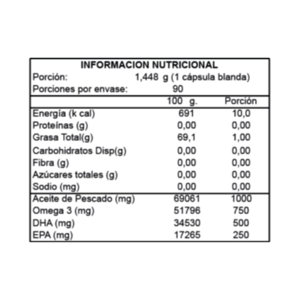 Fish Oil 90 Cápsulas DHA-500 - Imagen 2