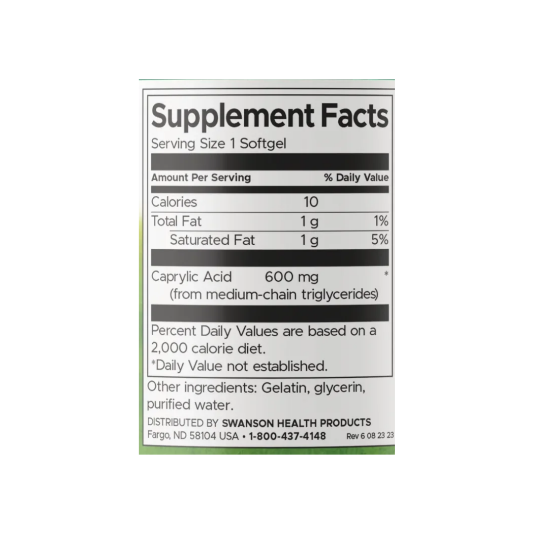 ÁCIDO CAPRÍLICO SWANSON 600 MG - Imagen 2